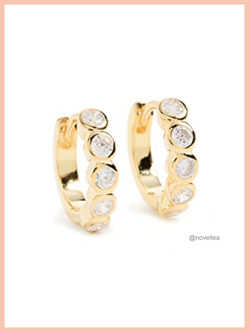 Bezel Huggie Earrings Hinged Post 0.5 inch Metal